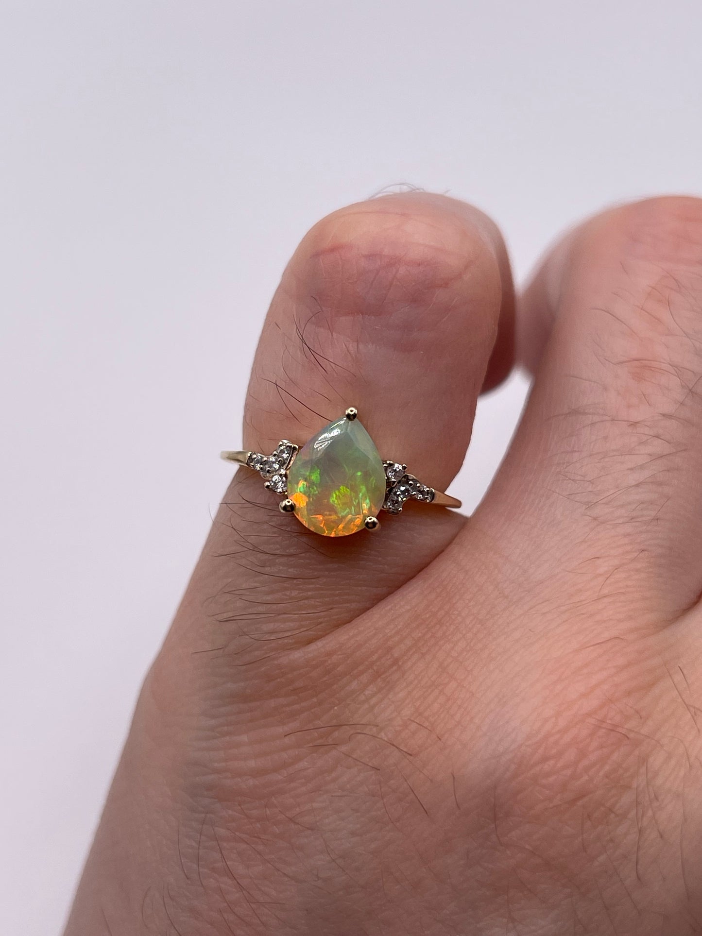9ct gold opal and zircon ring