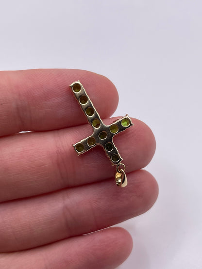 9ct gold diopside cross pendant