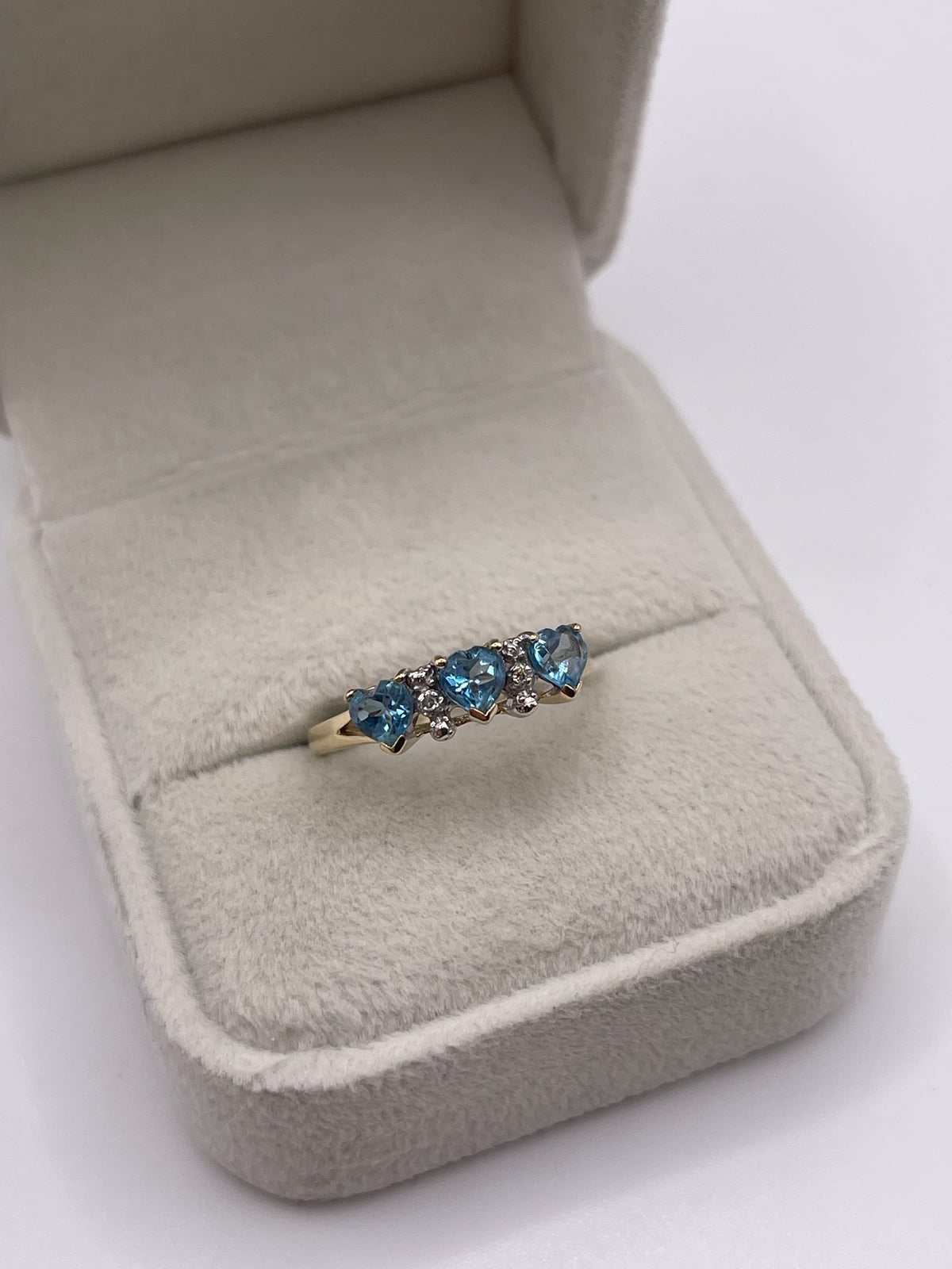 9ct gold blue topaz and diamond ring