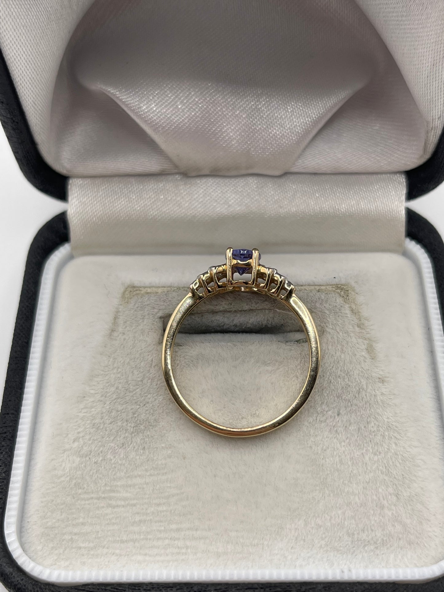 9ct gold tanzanite and zircon ring