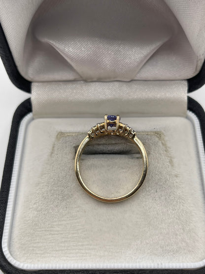 9ct gold tanzanite and zircon ring