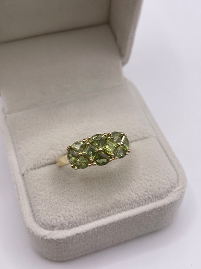 9ct gold peridot cluster ring