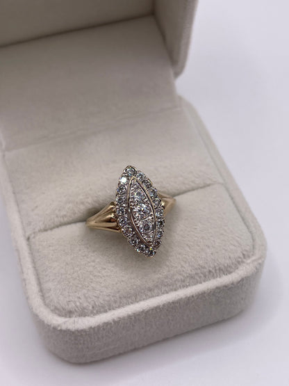 9ct gokd cz navette ring