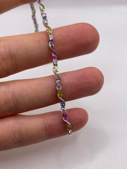 9ct white gold multi stone bracelet