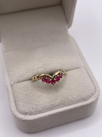 9ct gold tourmaline wishbone ring
