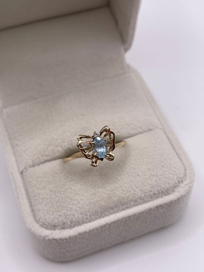9ct gold blue topaz butterfly ring