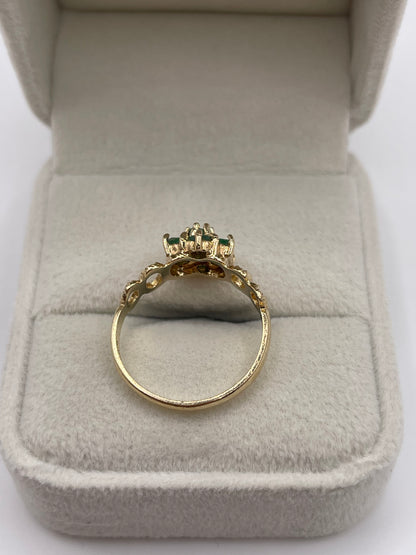 9ct gold emerald cluster ring