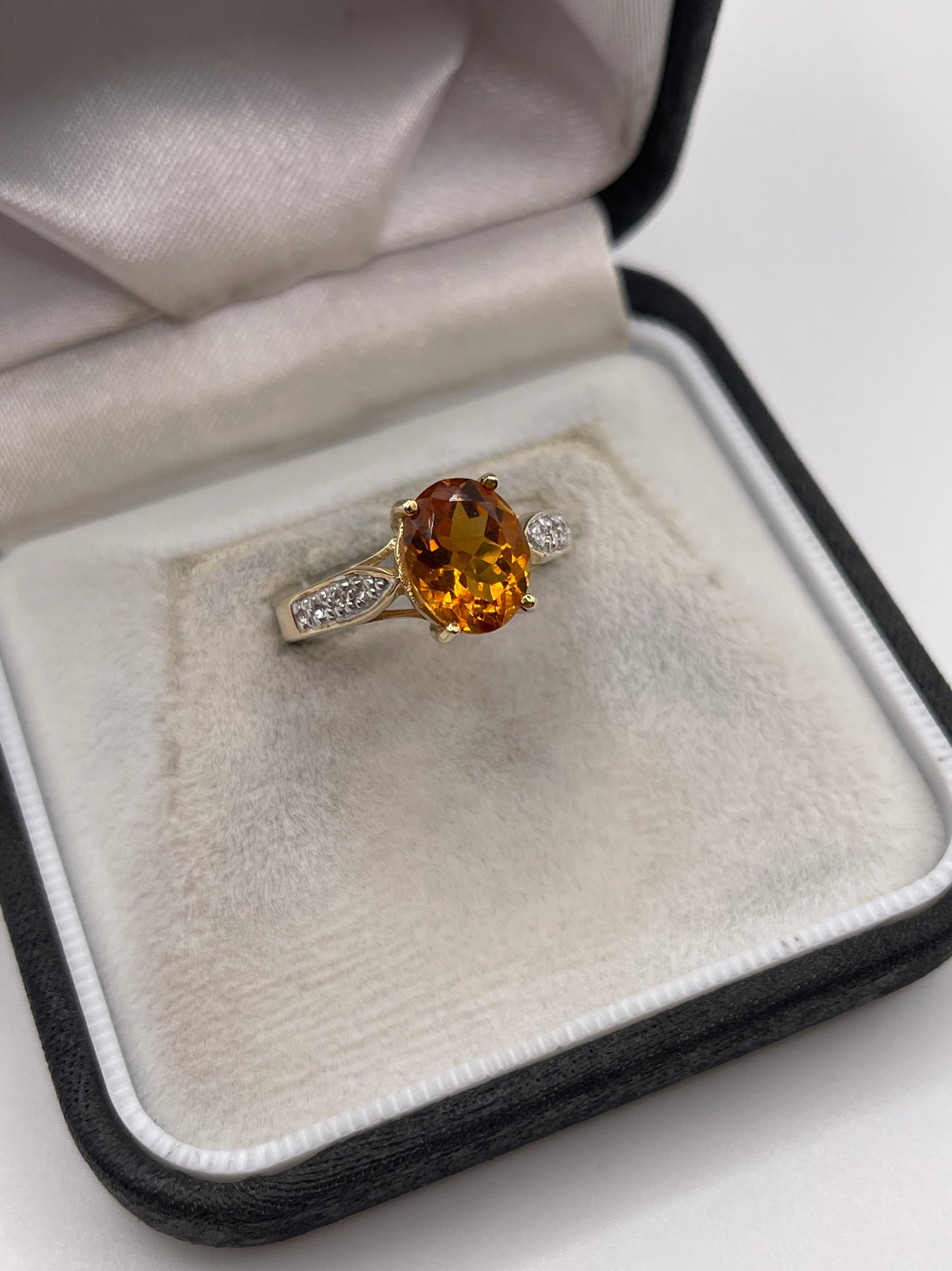9ct gold citrine and zircon ring