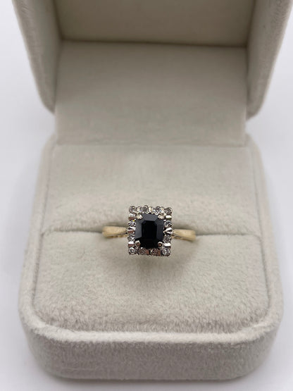 9ct gold sapphire and diamond ring