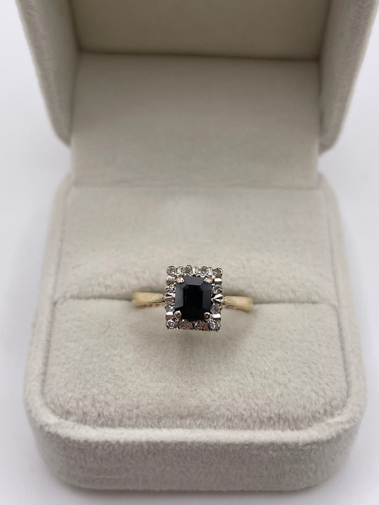 9ct gold sapphire and diamond ring