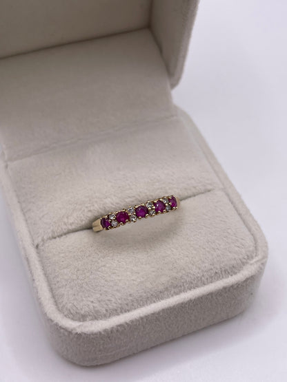 9ct gold ruby and diamond ring