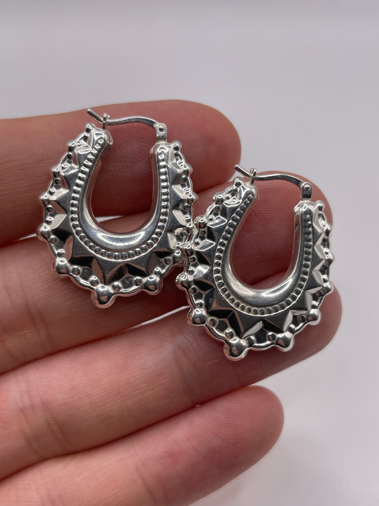 Silver creole earrings