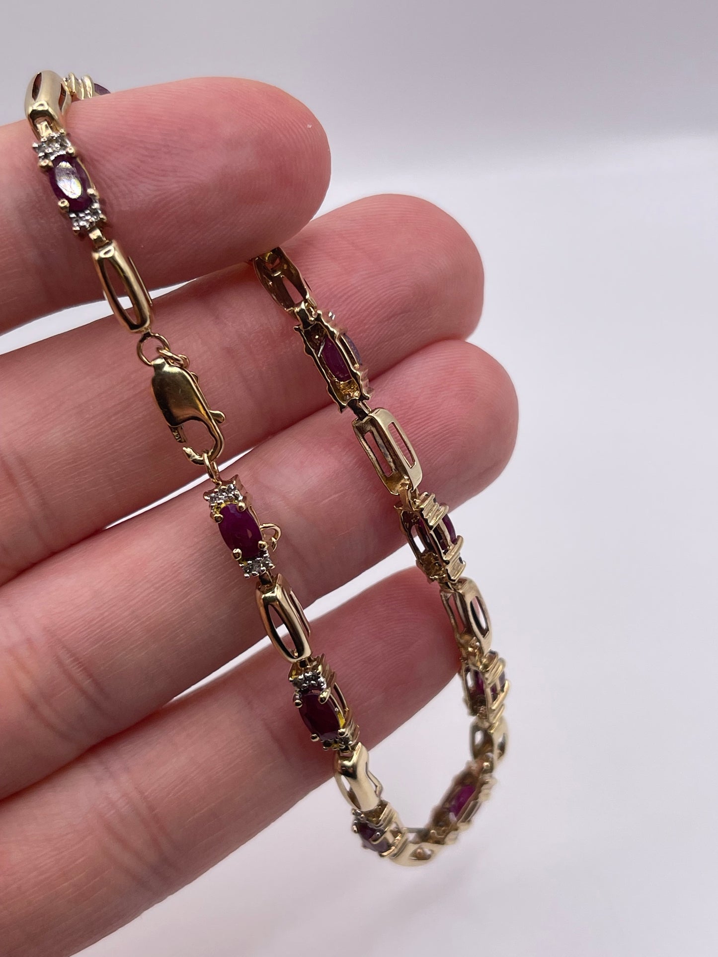9ct gold ruby and diamond bracelet