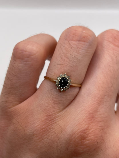 9ct gold sapphire and diamond ring