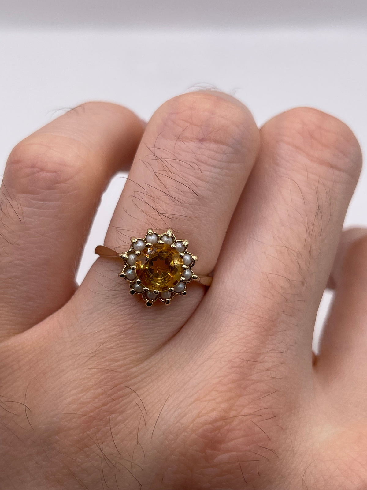 9ct gold citrine and pearl ring