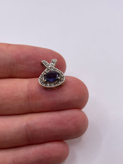 9ct gold iolite and diamond pendant