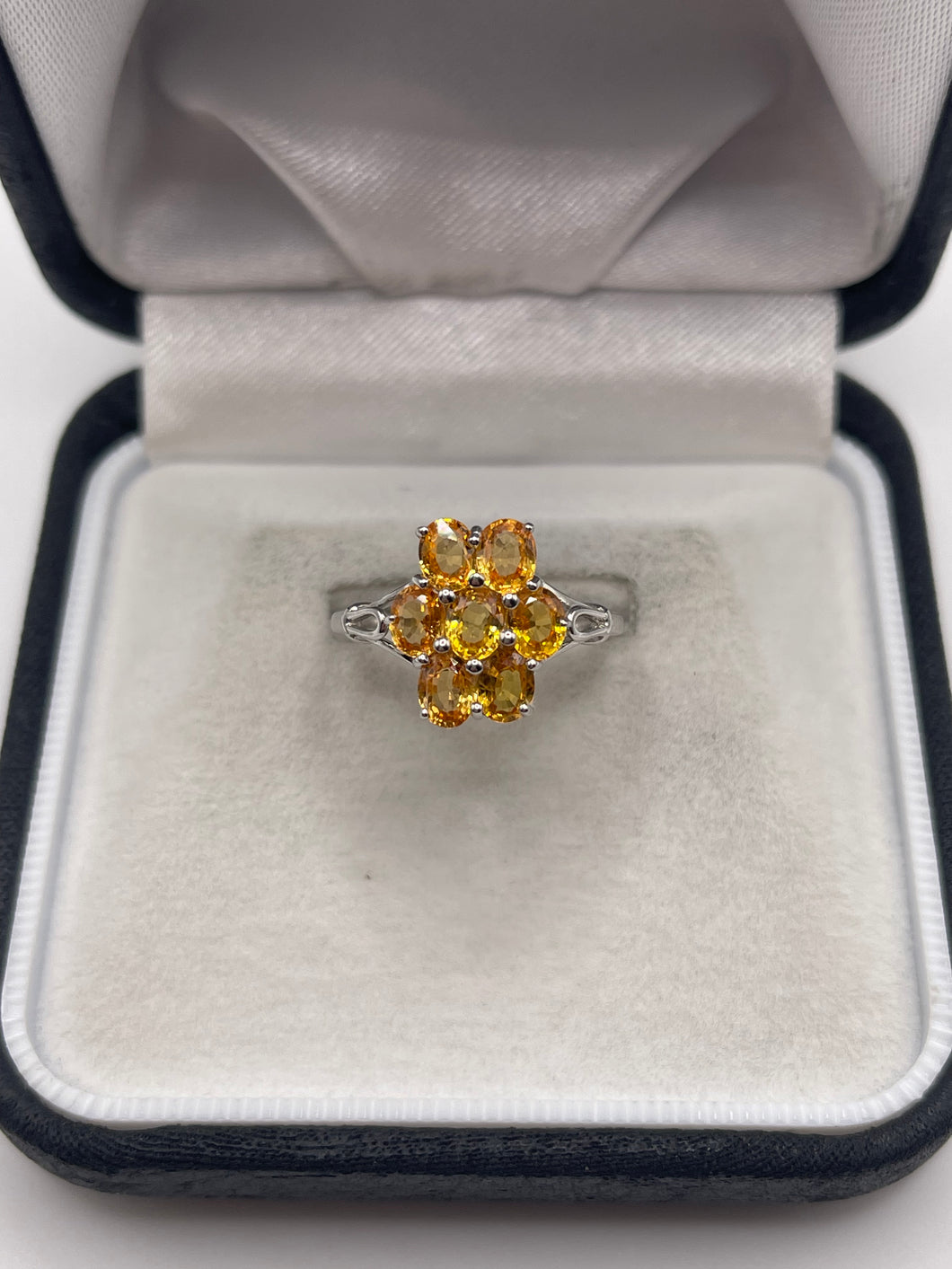 9ct white gold orange sapphire ring