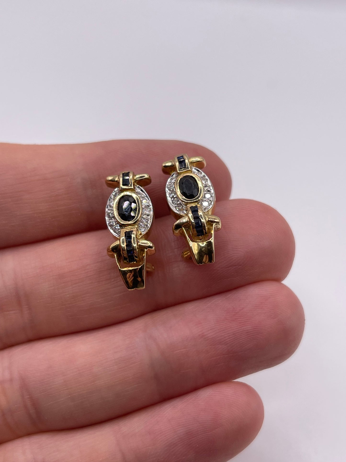 14ct gold sapphire and diamond earrings