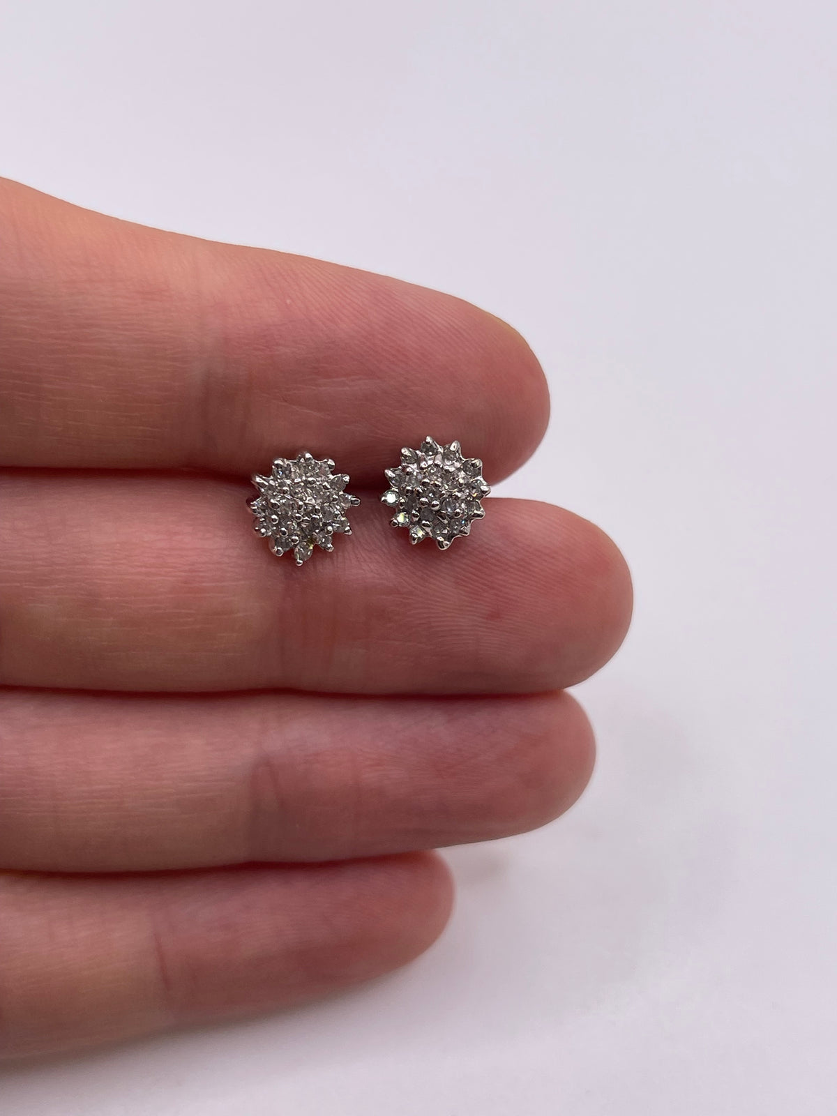 9ct gold diamond cluster earrings