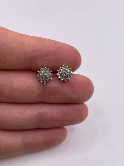 9ct gold diamond cluster earrings