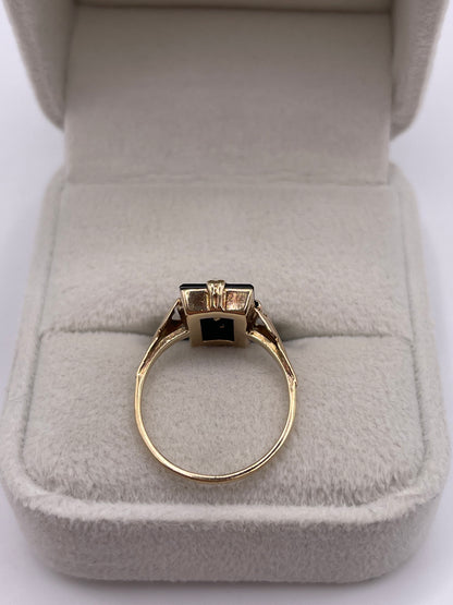 9ct gold onyx initial ring