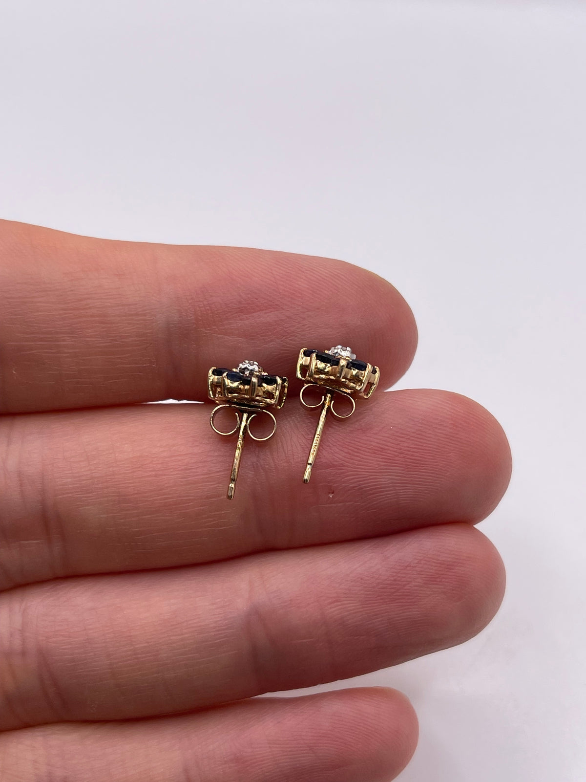 9ct gold sapphire and diamond earrings