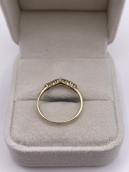 9ct gold sapphire and cz wishbone ring