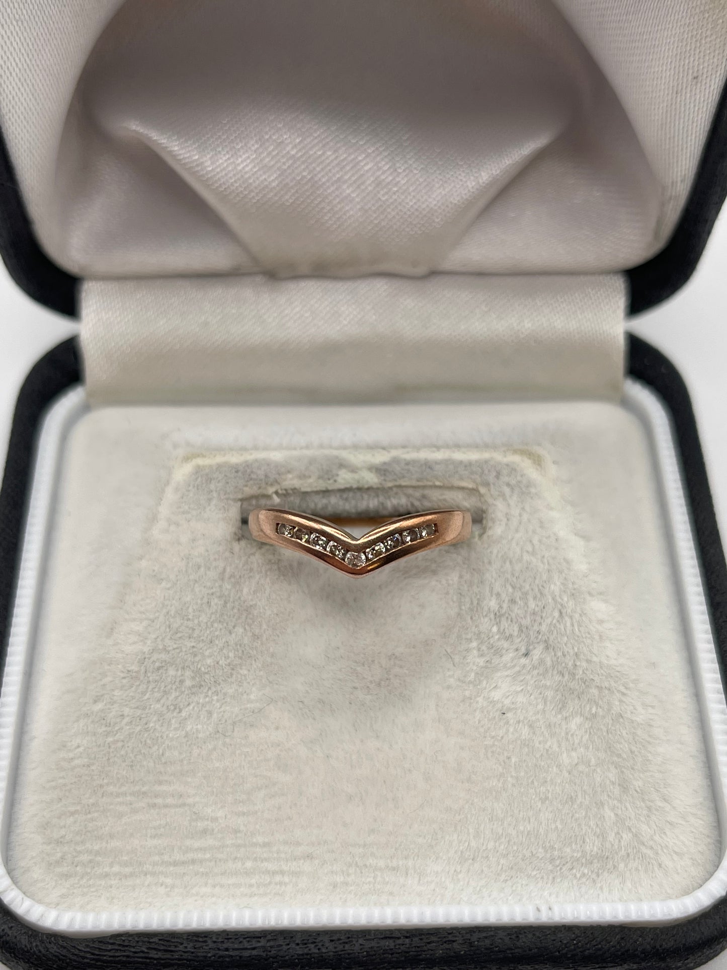 9ct rose gold diamond wishbone ring