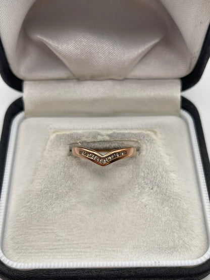 9ct rose gold diamond wishbone ring