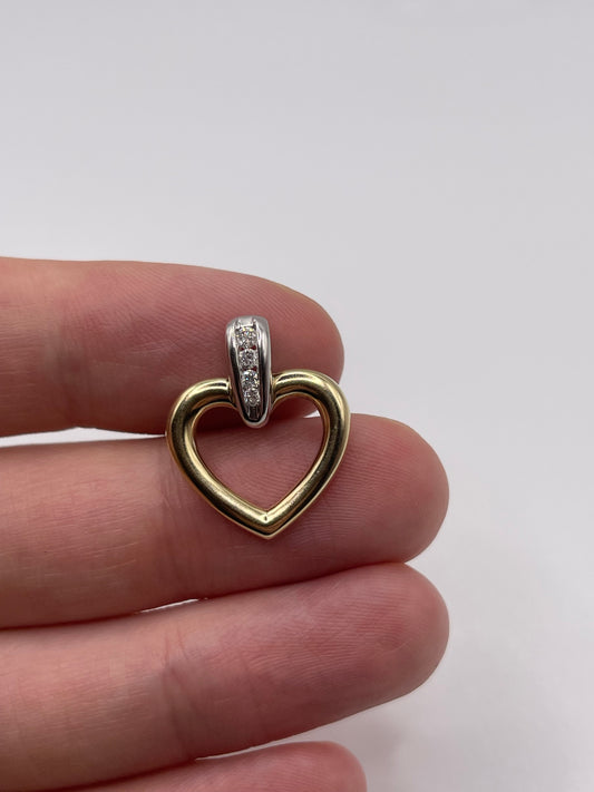 9ct two tone gold diamond pendant