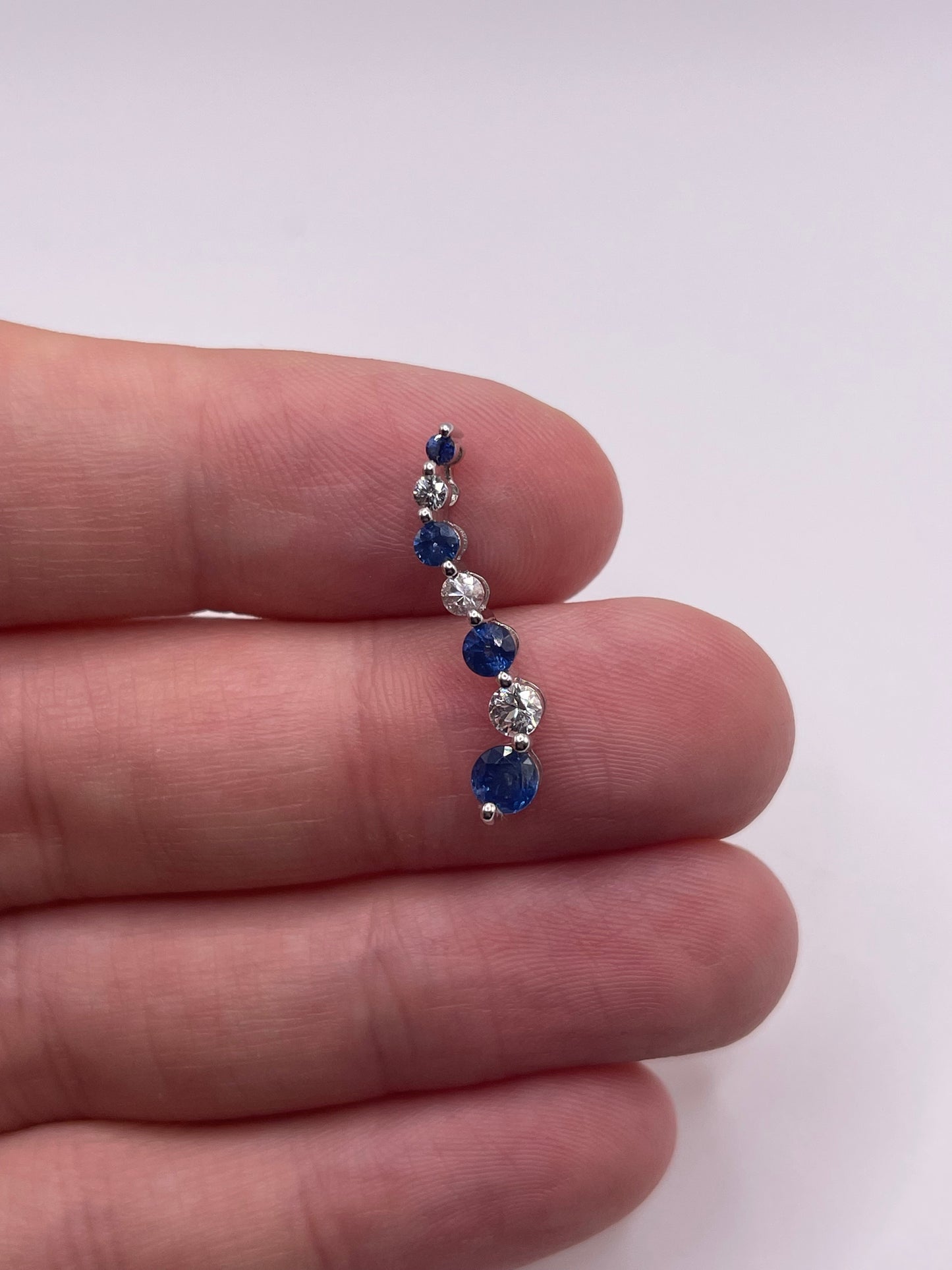 9ct white gold sapphire and cz pendant