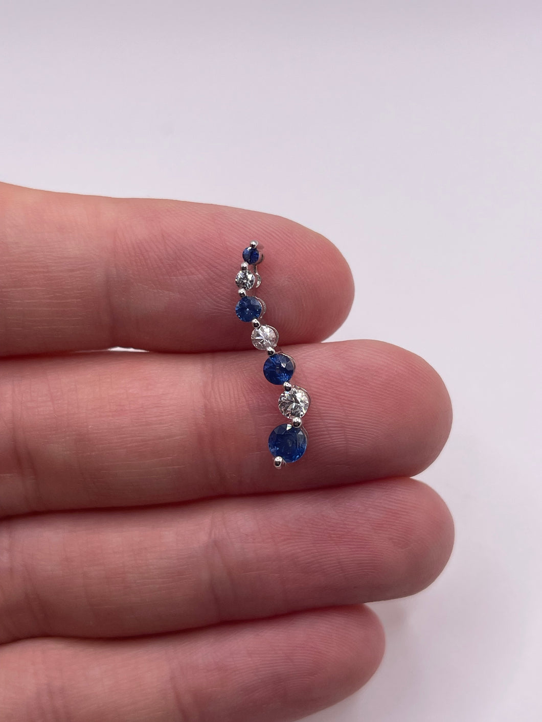 9ct white gold sapphire and cz pendant