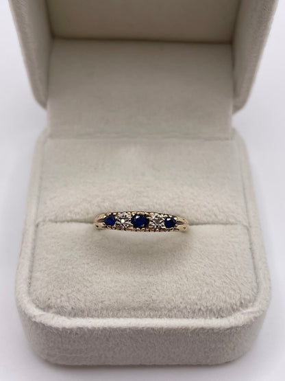 9ct gold sapphire and diamond ring