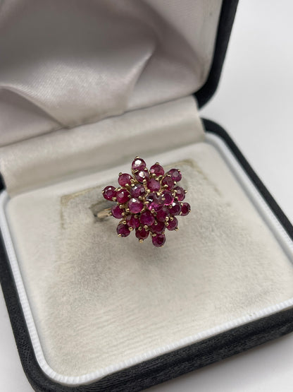 9ct gold ruby cluster ring