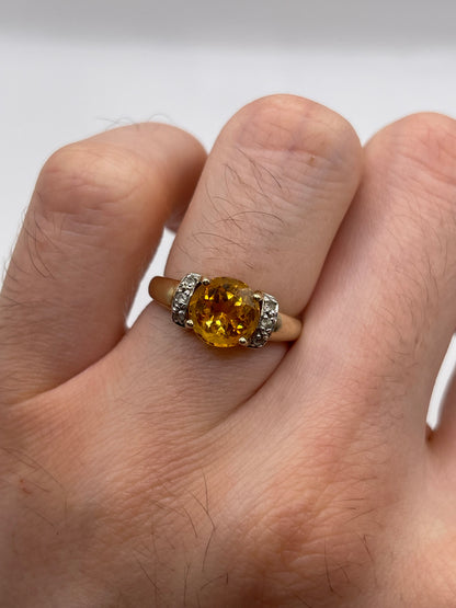 9ct gold citrine and zircon ring