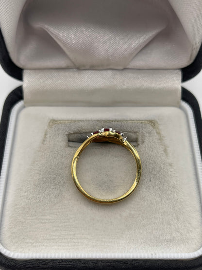 9ct gold ruby and diamond ring