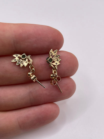 9ct gold emerald and diamond earrings
