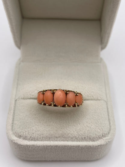 9ct gold coral ring