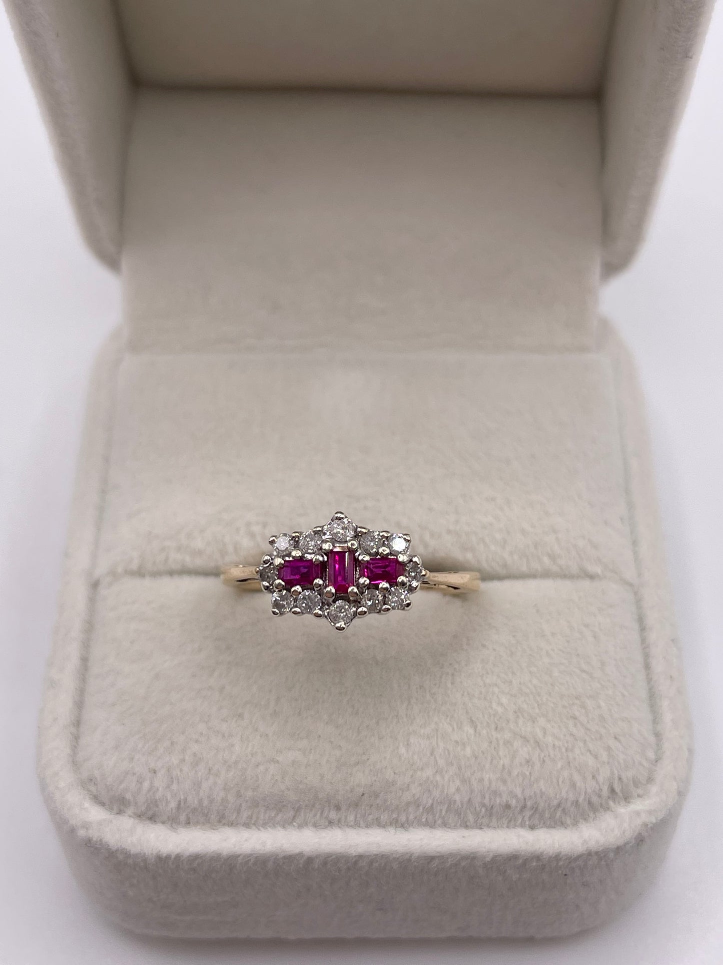 9ct gold ruby and diamond ring
