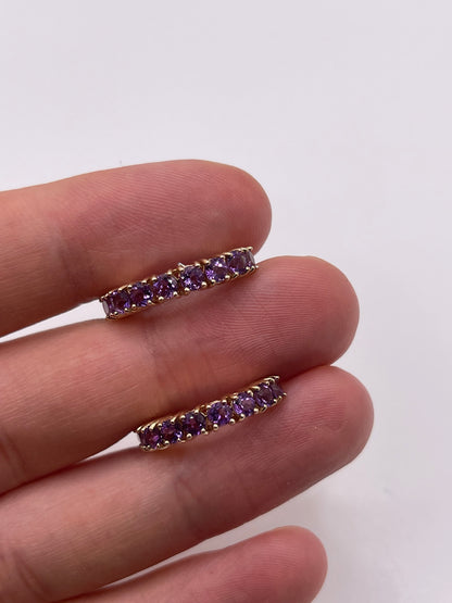 9ct gold opal and amethyst earrings