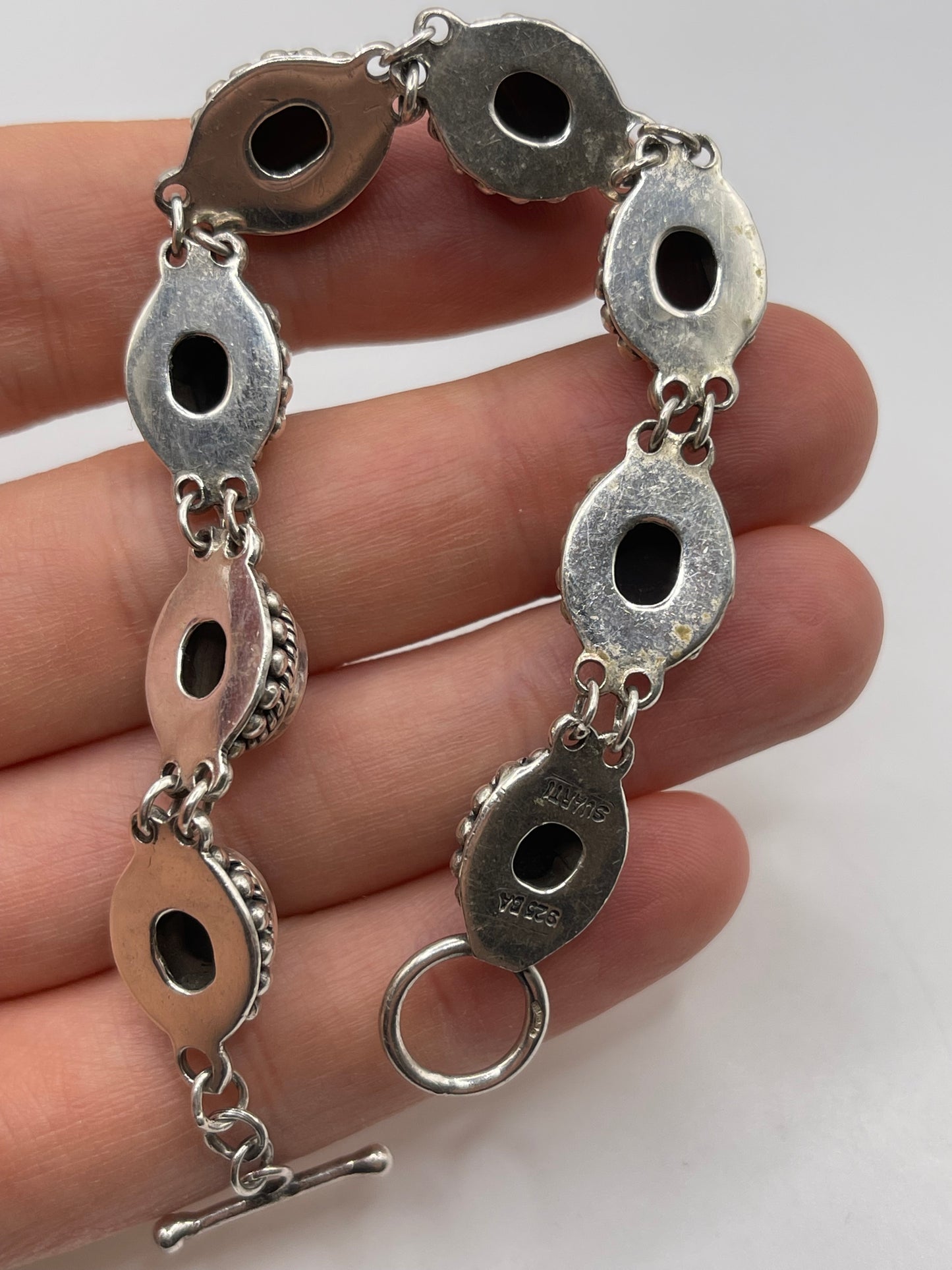Silver opal triplet bracelet