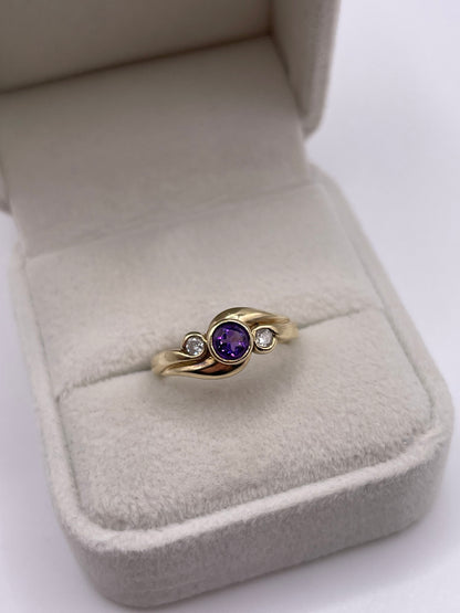 9ct gold amethyst and diamond ring