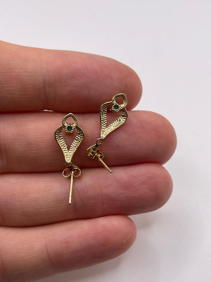 9ct gold emerald and diamond earrings