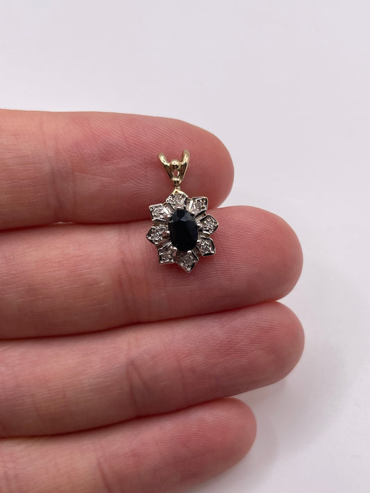 9ct gold sapphire and diamond pendant