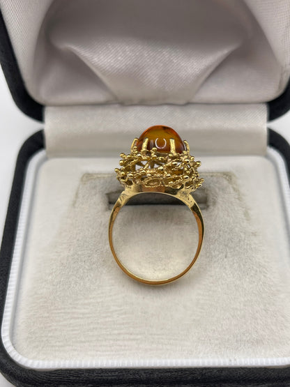 9ct gold amber ring