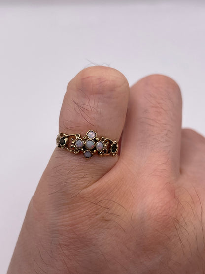 9ct gold opal and tourmaline ring