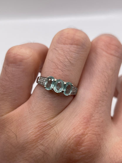 18ct white gold tourmaline and diamond ring