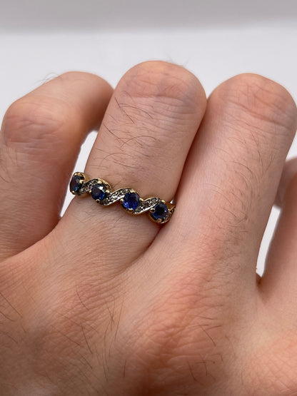 9ct gold sapphire and diamond ring