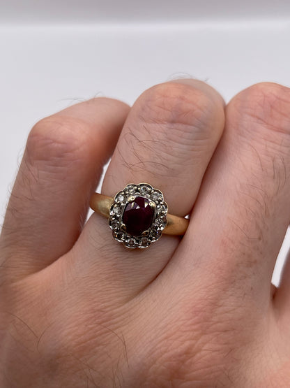 9ct gold ruby and diamond ring