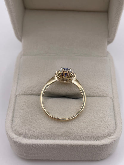 9ct gold tanzanite and zircon ring